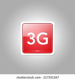 3g Sign Square Red Vector Button Icon