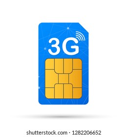 3G Sim Card. Mobile telecommunications technology symbol. Vector stock illustration.
