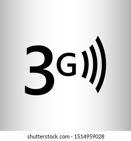 3G wireless network technology. Black icon, isolated vector illustration on white background. High speed mobile internet.