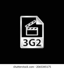 Icono metálico plateado del símbolo de formato de archivo 3g2