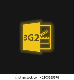 3G2 Open File Format yellow glowing neon icon