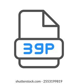 3gp colored outline icon for video file format with modern design