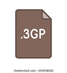 3GP file format filled outline icon. Linear style sign for mobile concept and web design. Simple color symbol. Vector illustration isolated on white background. EPS 10.