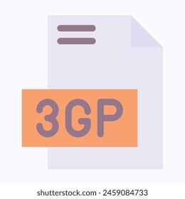 3GP File Format Vector Icon, Isolated On Abstract Background.
