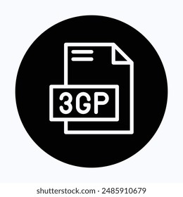 3GP File Format Vector Icon, 