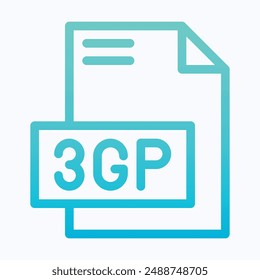 3GP File Format Vector Icon, Isolated Lineal Gradient Vector Icon.
