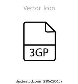 3GP video file extension icon vector. illustration on white background..eps