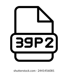3gp2 File Icon. Type Files Sign outline symbol Design, Icons Format Type Data. Vector Illustration.