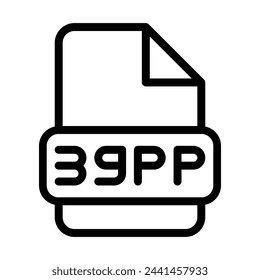 3gpp File Icon. Type Files Sign outline symbol Design, Icons Format Type Data. Vector Illustration.