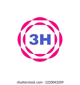 Icono de letras iniciales de nombre de marca 3H. Unidad de nombre 3H.