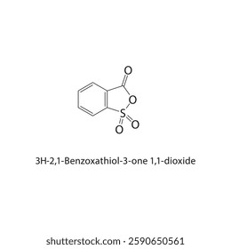3H-2,1-Benzoxathiol-3-one 1,1-dioxide skeletal structure.Benzoxathiolone compound schematic illustration. Simple diagram, chemical formula.