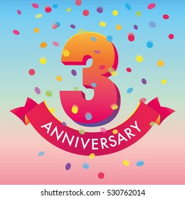 3ht anniversary confetti vector template