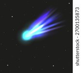 3I Atlas vector Comet isolated black background. Shiny vector Comet in the starry space. Astronomical anomaly. EPS 10