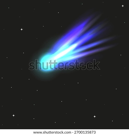 3I Atlas vector Comet isolated black background. Shiny vector Comet in the starry space. Astronomical anomaly. EPS 10