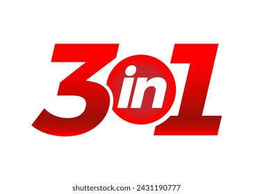 3in1 vector icon logo badge. 3 in 1 concept illustration for packaging.