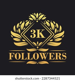 3K Followers celebration design. Luxurious 3K Followers logo for social media followers