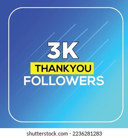 3k followers celebration, Thank you followers vector template, Social sites post, Greeting card.