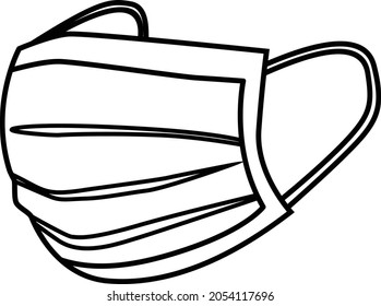 3-layer mask, to prevent the spread of covid-19. Illustration vector line icon