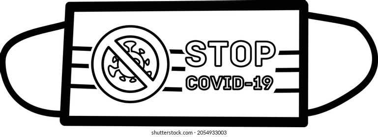 Máscara de 3 capas, para evitar la propagación de covid-19. Icono de línea vectorial de ilustración