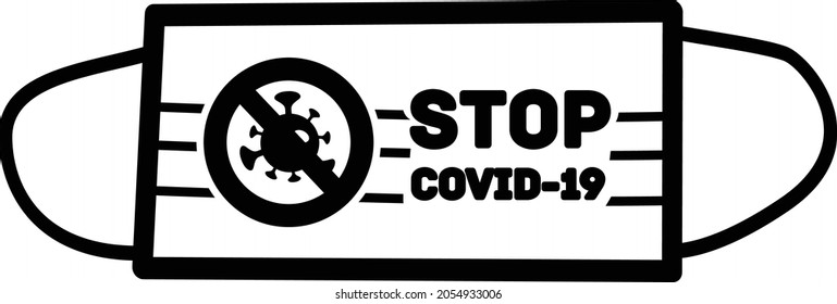 Máscara de 3 capas, para evitar la propagación de covid-19. Icono de línea vectorial de ilustración