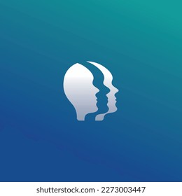 3-layer, side profile human image vector illustration.