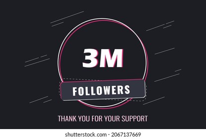 3M Followers, Thank you Followers Banner, card, vector illustration design
