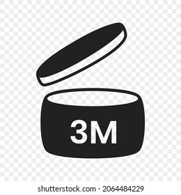 3m period after open pao icon sign flat style design vector illustration isolated on transparent background. 3 month pao expiration period for cosmetic packaging line art symbol.