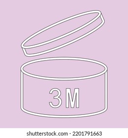 3 m punto después de abrir el icono de pao signo de diseño de estilo plano ilustración vectorial de fondo blanco aislado. Período de vencimiento de 3 meses para el símbolo de arte de la línea de empaque cosmético.