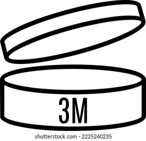 3M Period after opening, PAO symbol for cosmetics packaging.