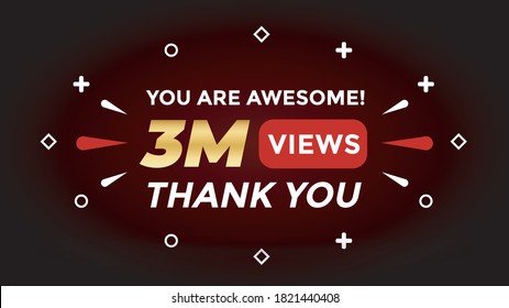 3M Views celebration background design. 3 million Views