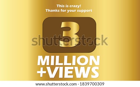 3M Views celebration background design. 3 million ViewsPlay Button