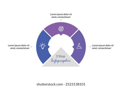 3-Option Circular Infographic: Professional Vector Template for Business Workflow Layouts and Presentations.