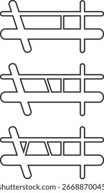 Un juego de líneas de 3 piezas basado en Formas básicas de cruce. Útil para mapas de tráfico, planificación de la ciudad e ilustraciones de infraestructura.