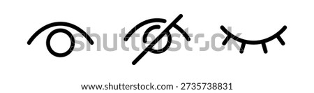 3-piece set of eye icons to switch between displaying and hiding passwords (vector)