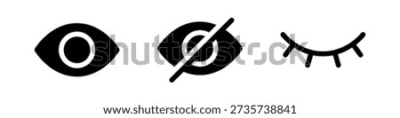 3-piece set of eye icons that can be used to switch between display and hide (vector)
