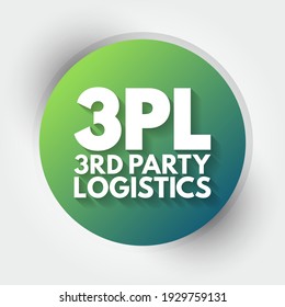 3PL Third-party logistics - organization's use of third-party businesses to outsource elements of its distribution, warehousing, and fulfillment services, acronym text concept background