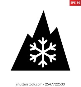 Símbolo 3PMSF (Three-Peak Mountain Snow Flake). Ilustração vetorial de floco de neve dentro de picos de montanha. Ícone de pneus de inverno e de toda a estação. Indicador localizado na parede lateral do pneu.