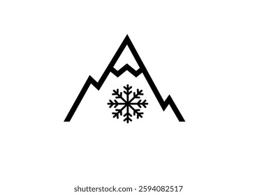 3PMSF (Three-Peak Mountain Snow Flake) symbol. Vector illustration of snowflake inside mountain peaks. Winter and all-season tires icon. Indicator located on sidewall of tire.