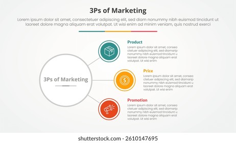 3ps marketing infographic concept for slide presentation with circle link connection line network with 3 point list with flat style vector