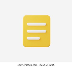 3r Realistic Note or List Document vector Illustration