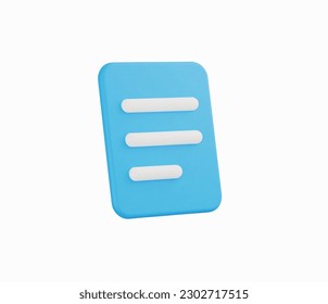 3r Realistic Note or List Document vector Illustration