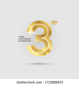 3rd 3D gold anniversary logo isolated on elegant background, vector design for celebration purpose