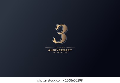 3rd anniversary background with illustrations with gold colored figures and the inscriptions below.