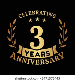 3rd anniversary celebration design template. 3 years vector and illustration.
