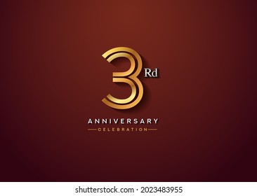 Lotipo de celebración del 3er aniversario con número vinculado de oro y color plateado aislado en color elegante. aniversario vectorial para celebración, tarjeta de invitación y tarjeta de saludo