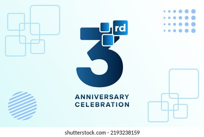 Logotipo de celebración del 3er aniversario. Diseño de plantillas de celebración de aniversario, ilustraciones vectoriales.