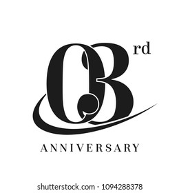 3rd Anniversary Celebration simple monogram Design. pictogram vector icon, simple years birthday logo label, black and white stamp isolated