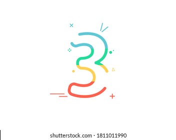 3rd Anniversary celebration vector font,  greeting, congratulation, colorful design with confetti. Birthday or wedding party festive event decoration. Eps10 illustration 


