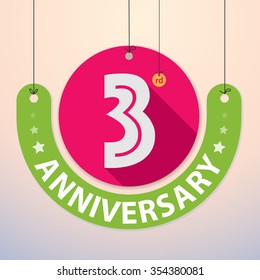 3rd Anniversary - Colorful Badge, Paper cut-out