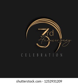 3rd anniversary, design templates vector and illustrations with golden color and dark background